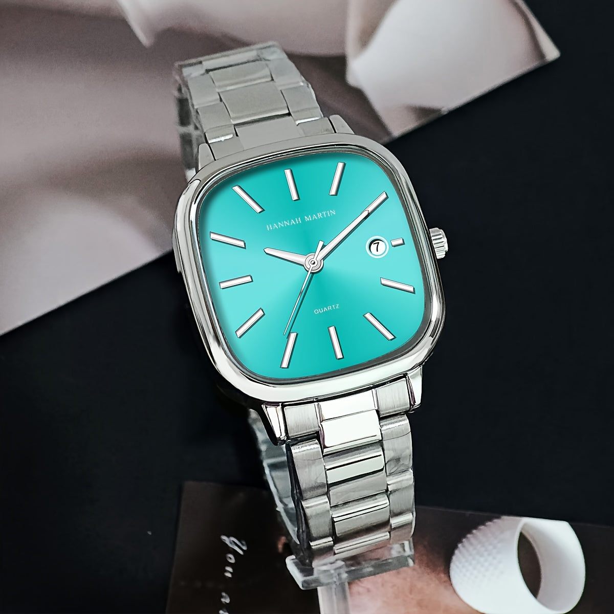 Relógio Masculino Minimalista Quadrado Calendário Aço Inoxidável H.M. - Titãs